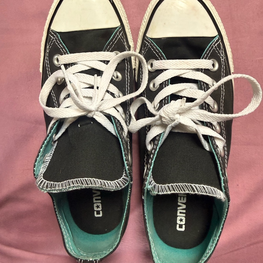 Converse Black and Teal Canvas Shoes size 8